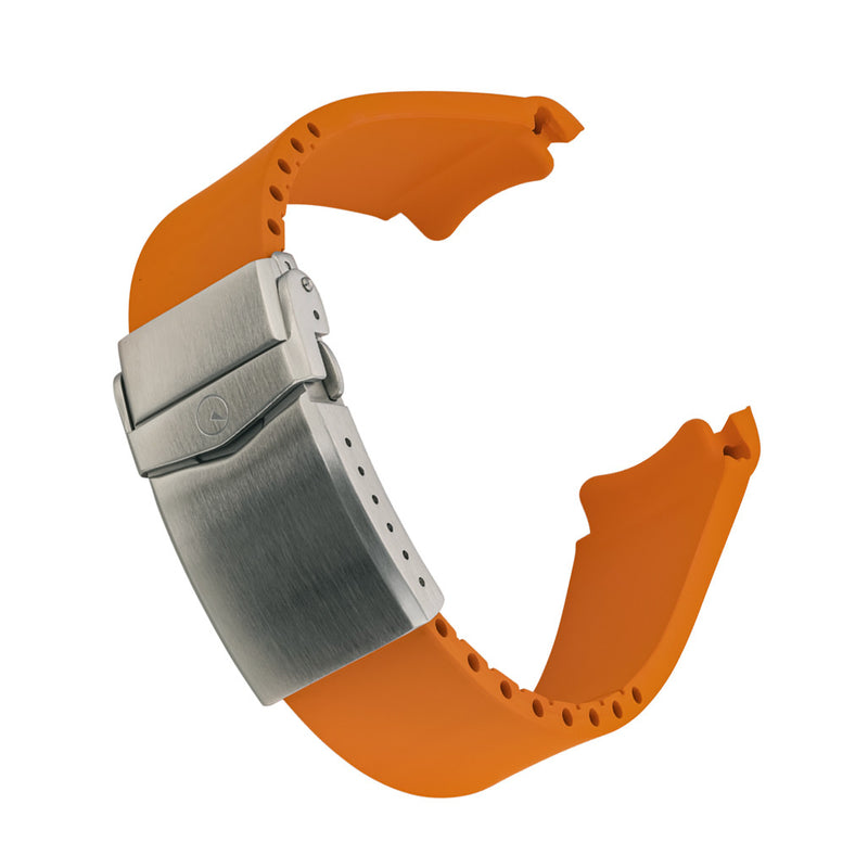Islander 22mm Orange FKM Rubber Strap with Curved Ends for SKX007 Cases #BRAC-79 tilt