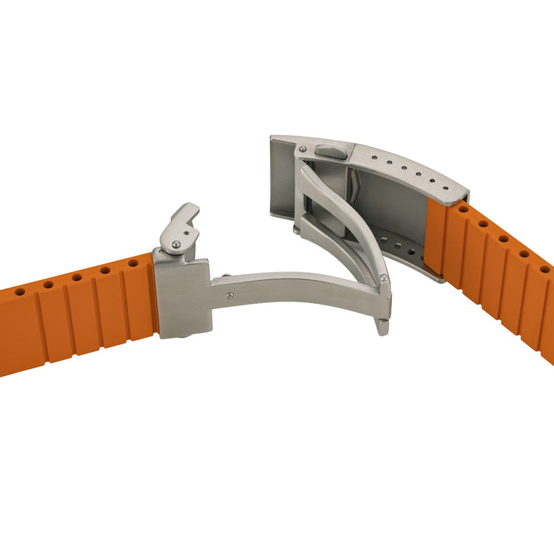 Islander 22mm Orange FKM Rubber Strap with Curved Ends for SKX007 Cases #BRAC-79 clasp