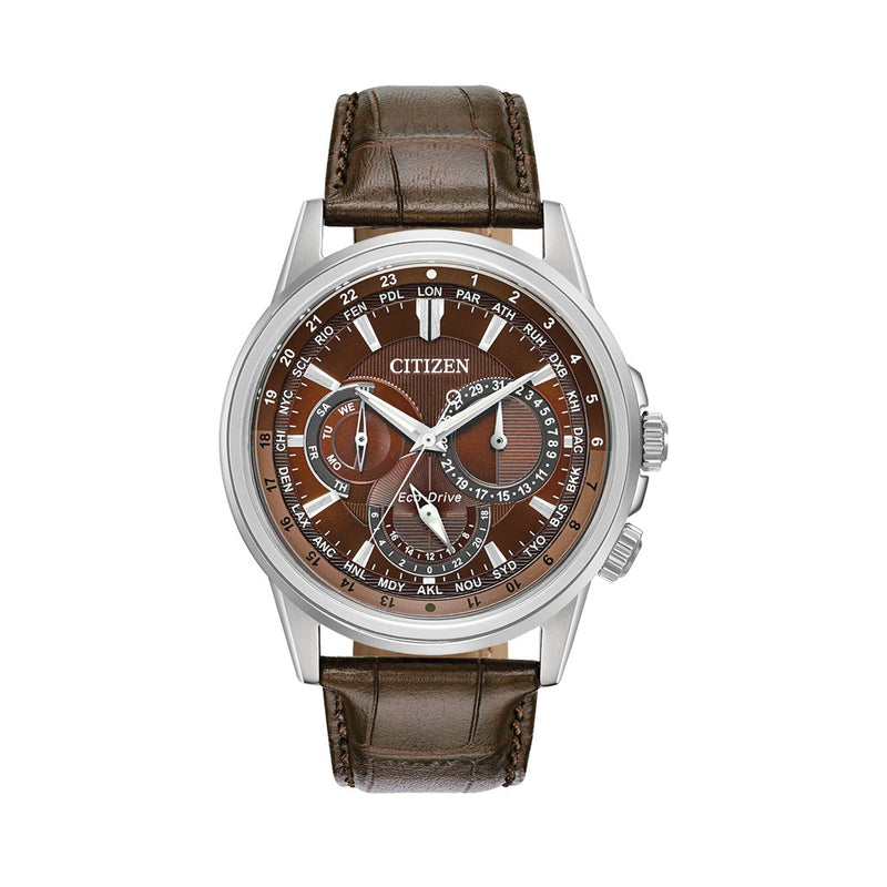 Citizen Calendrier 44mm Eco-Drive World Time Watch with Brown Dial #BU2020-29X