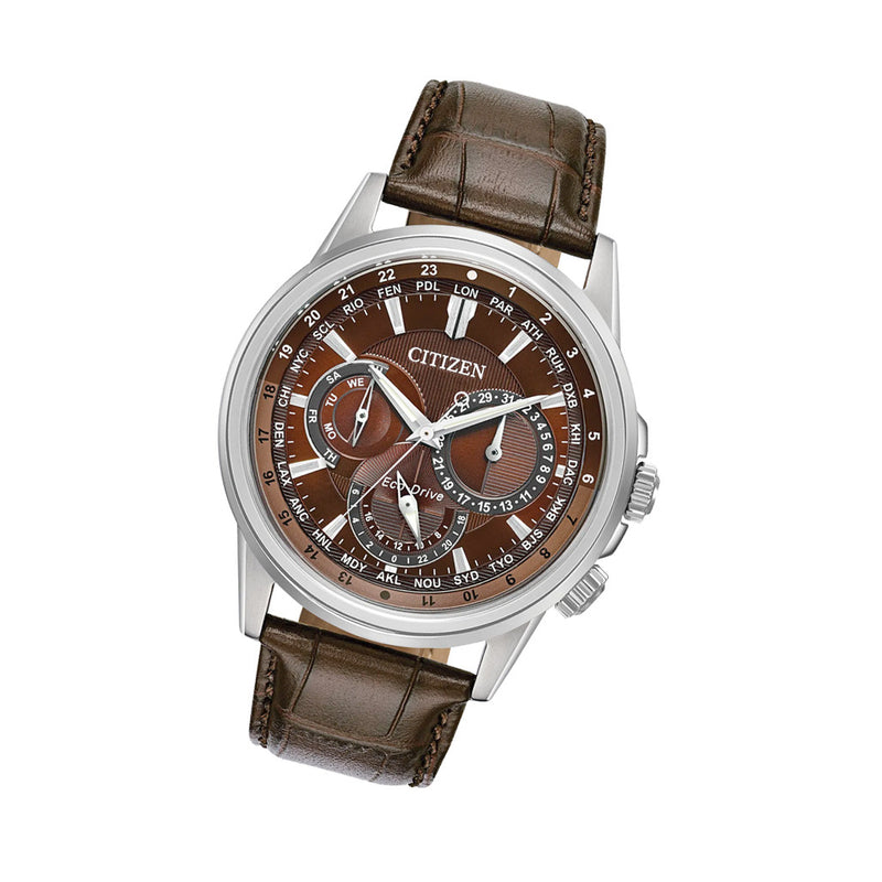 Citizen Calendrier 44mm Eco-Drive World Time Watch with Brown Dial #BU2020-29X