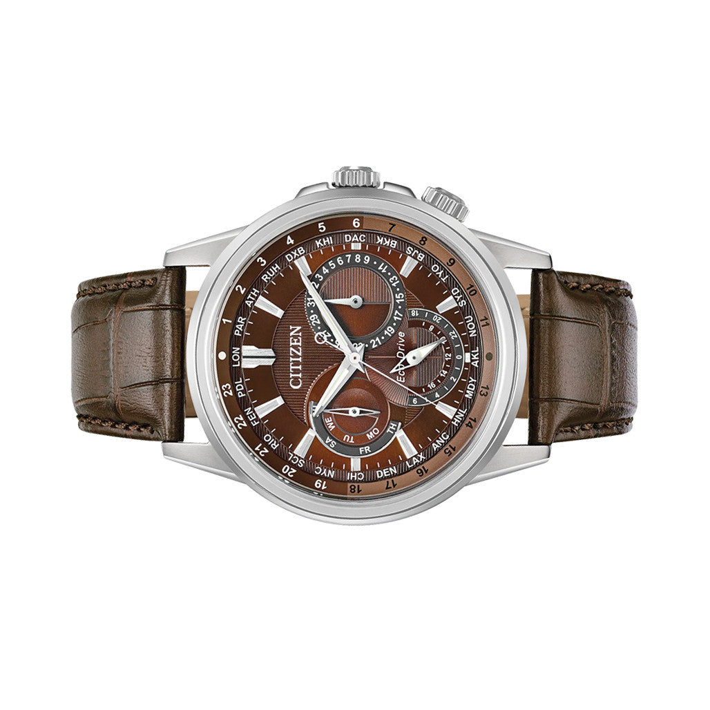 Citizen Calendrier 44mm Eco-Drive World Time Watch with Brown Dial