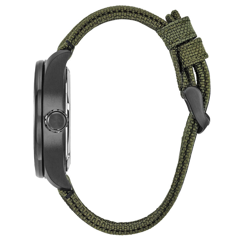 Citizen Eco-Drive Garrison Watch with Black Dial and Green Cordura Strap #BU2055-16E