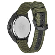 Citizen Eco-Drive Garrison Watch with Black Dial and Green Cordura Strap #BU2055-16E