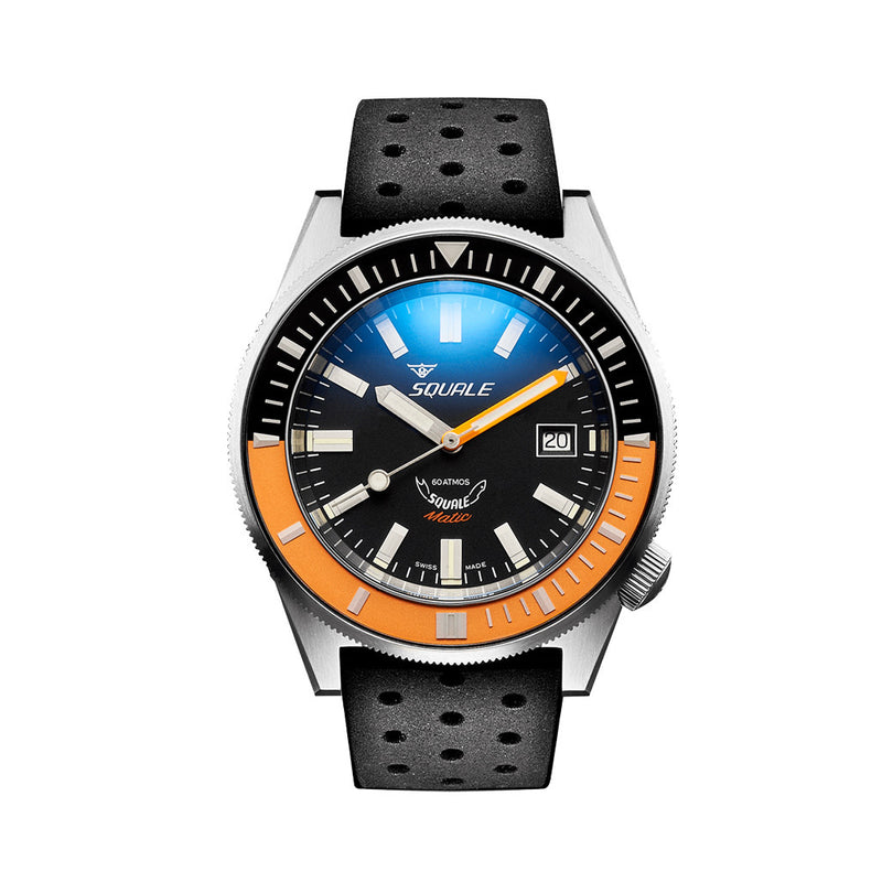 Squale Matic 600 meter Swiss Automatic Dive watch with Black Dial and Black-Orange Bezel #Matic-Black-OJ