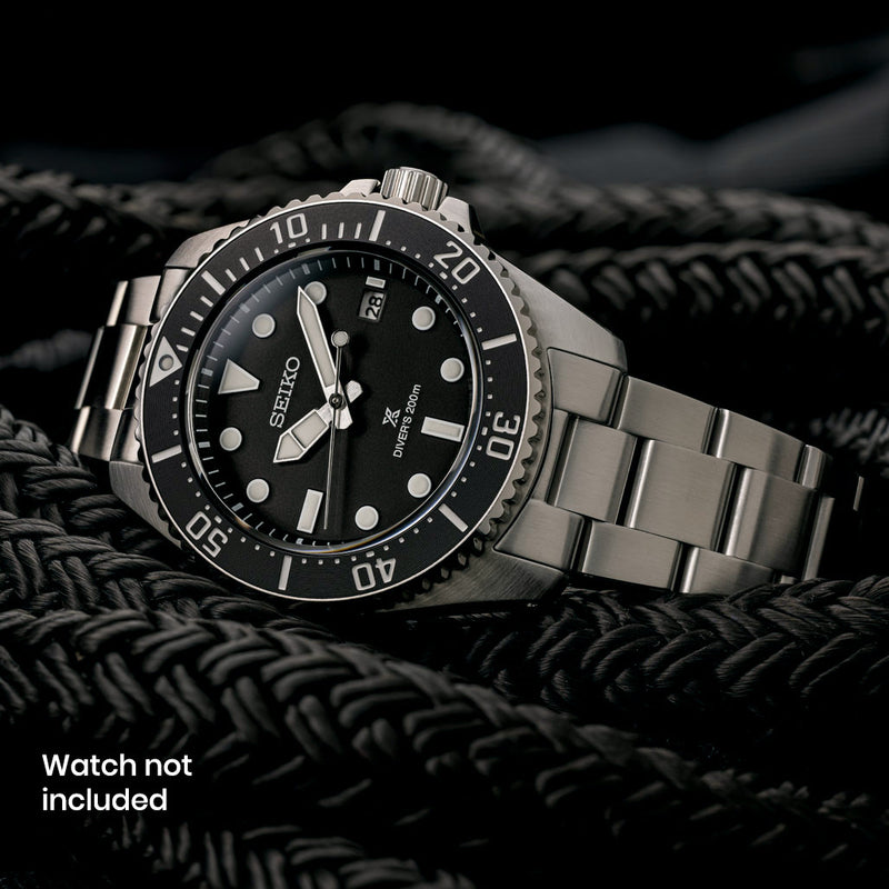 Islander 20mm Brushed Solid-Link Bracelet for Seiko 41mm Solar Dive Watch #BRAC-131