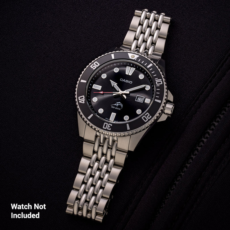 Islander 22mm Beads of Rice Solid-Link Watch Bracelet for Casio Duro #BRAC-142