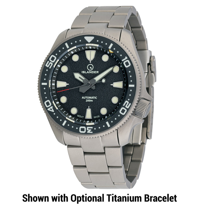 Islander Sands Point Titanium Diver with Black Sand Dial #ISL-158 optional bracelet