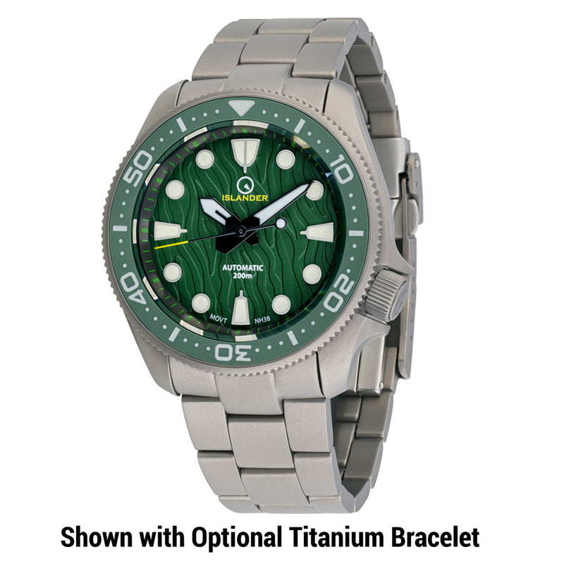 Islander Sands Point Titanium Diver with Green Kelp Dial #ISL-160 optional bracelet