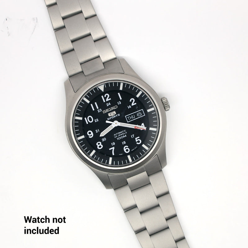 Islander 22mm Blasted Solid-Link Bracelet for Seiko 5 SNZG Watches #BRAC-96