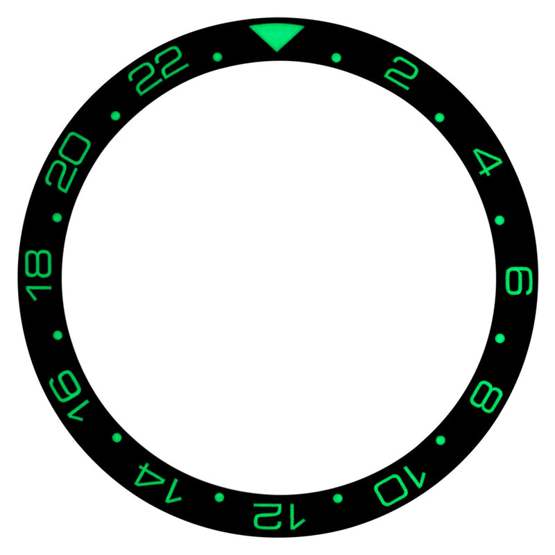 Black 24 hour GMT Ceramic Luminous Bezel Insert for SKX007 Bezels #C42
