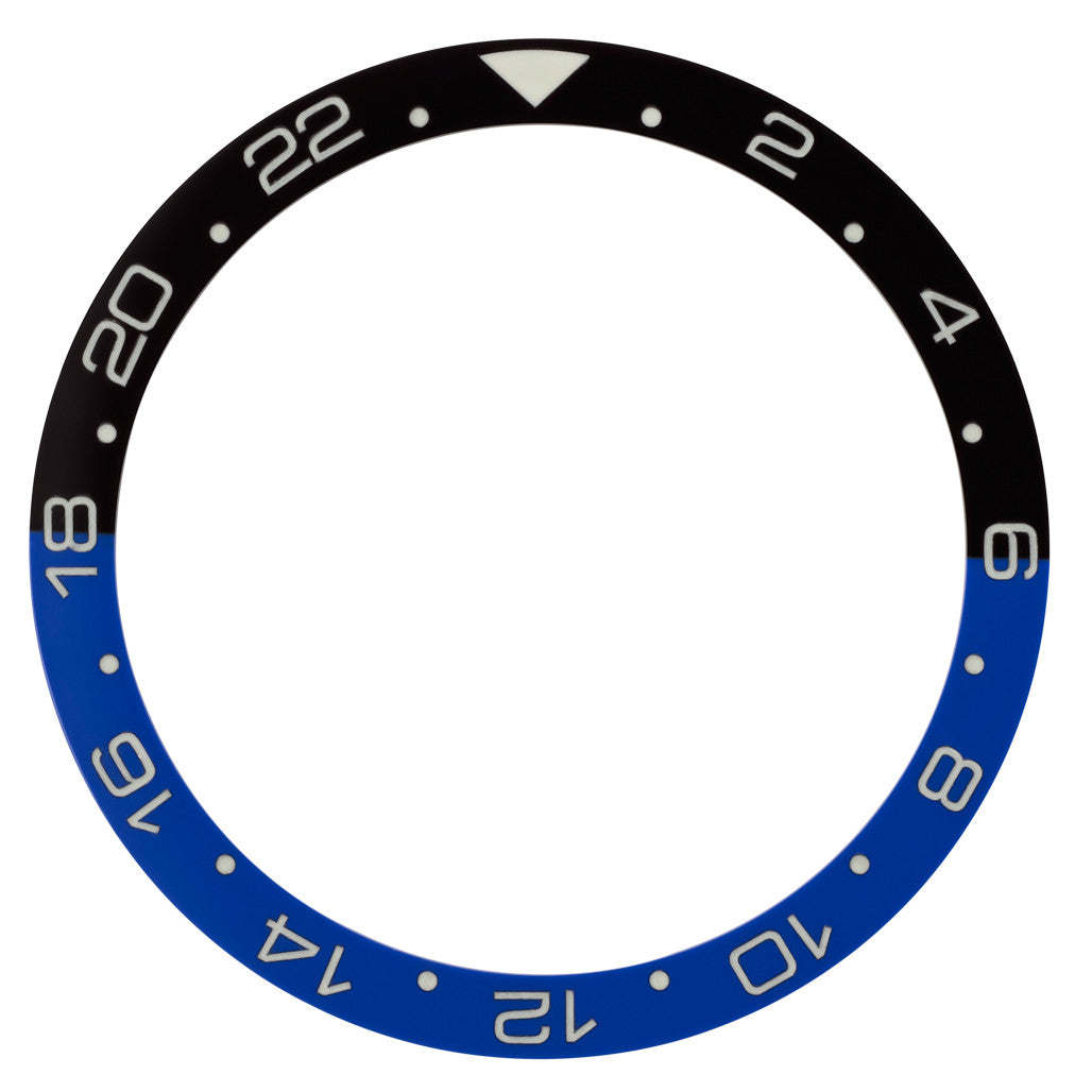 Black and Blue 24 hour GMT Ceramic Luminous Bezel Insert for