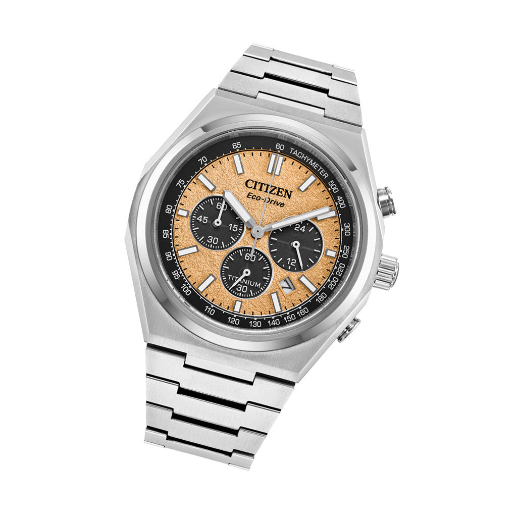 【nachan】 Citizen Zenshin Super Titanium Chronograph with Salmon Dial