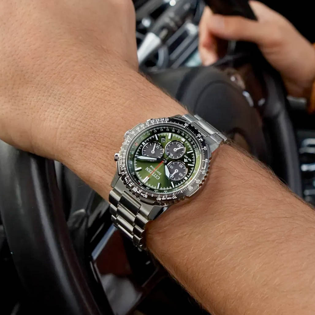 Citizen Promaster Navihawk Chronograph with Green Dial #CA4664-60W