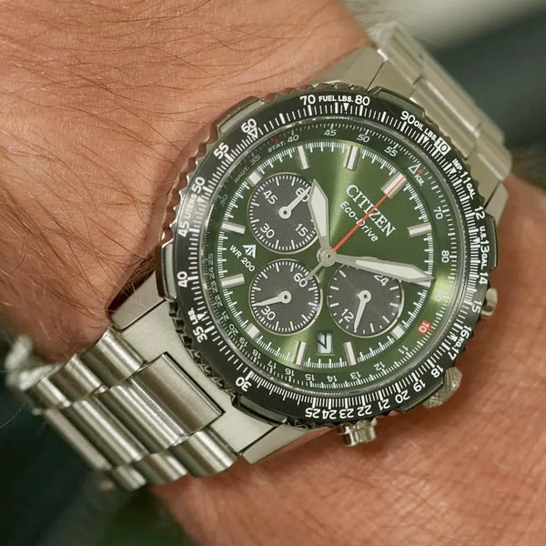 Citizen Promaster Navihawk Chronograph with Green Dial #CA4664-60W