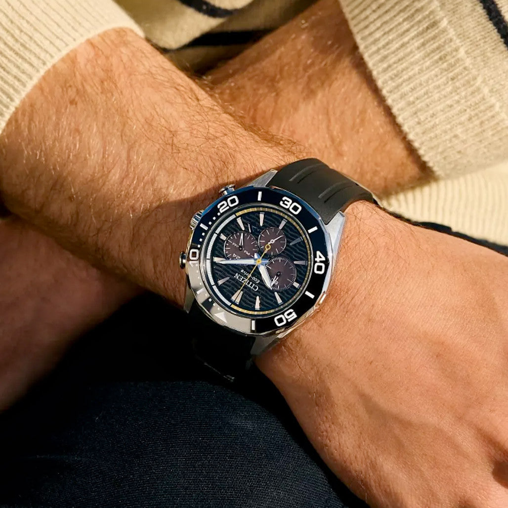 ジーコ Citizen Endeavor Eco-Drive Chronograph with Black Dial #CA4730-08E