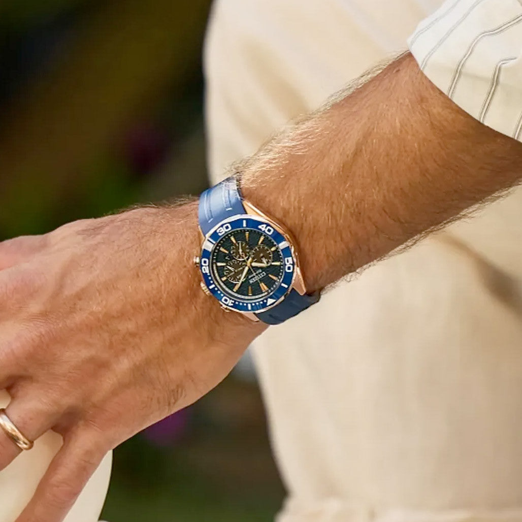 Citizen Endeavor Eco-Drive Chronograph Rose Goldtone with Blue