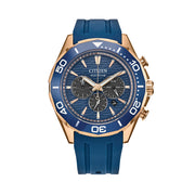 Citizen Endeavor Eco-Drive Chronograph Rose Goldtone with Blue Dial #CA4733-00L