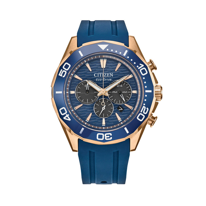 Citizen Endeavor Eco-Drive Chronograph Rose Goldtone with Blue Dial #CA4733-00L