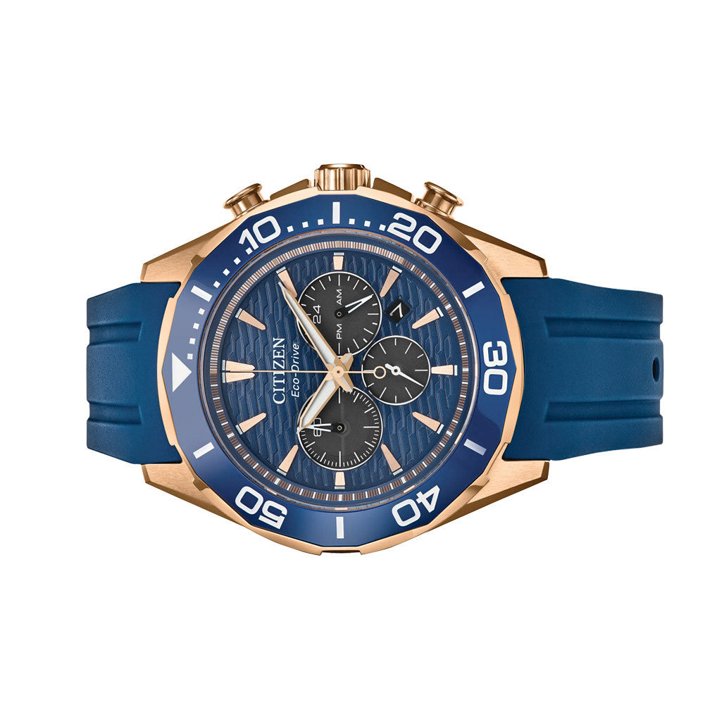 Citizen Endeavor Eco-Drive Chronograph Rose Goldtone with Blue