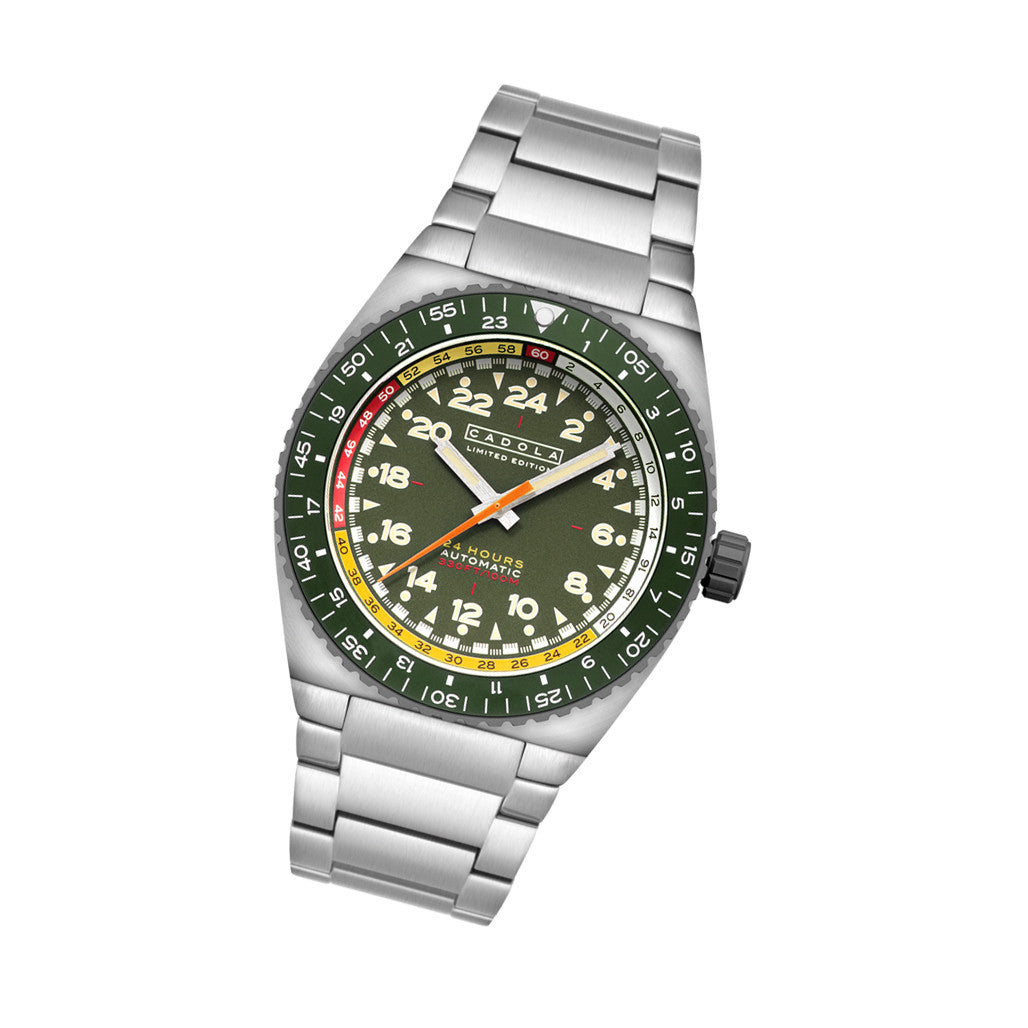 Cadola Dog Leg Automatic with Olive Green Dial #CD-1030-22 — Long