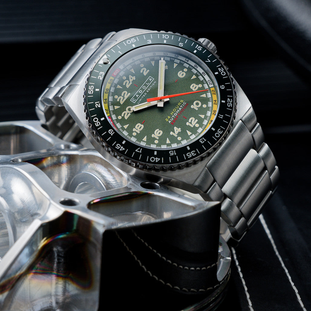 Cadola Dog Leg Automatic with Olive Green Dial #CD-1030-22 — Long
