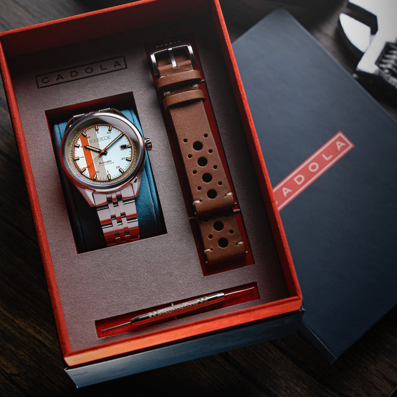Cadola Pista Automatic Watch with Light Blue Striped Dial #CD-1031-55