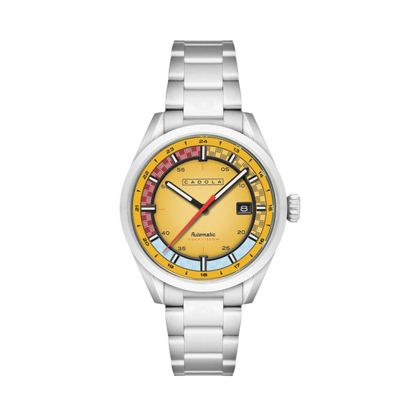 Cadola Paddock Automatic Watch with Lemon Yellow Dial #CD-1037-33