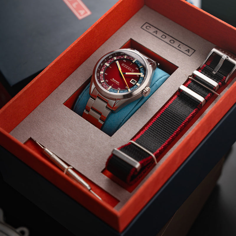 Cadola Paddock Automatic Watch with Deep Red Dial #CD-1037-55