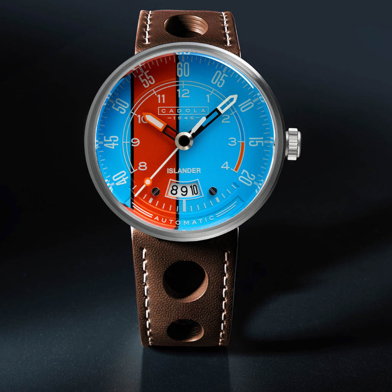 Cadola x Islander RPM Automatic Watch with Blue and Orange Dial #CD-1055-LIW07