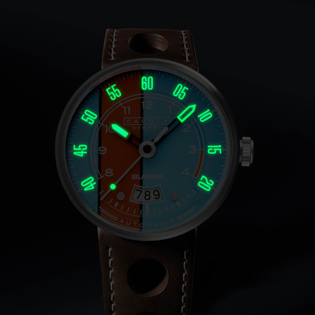 Cadola x Islander RPM Automatic Watch with Blue and Orange Dial