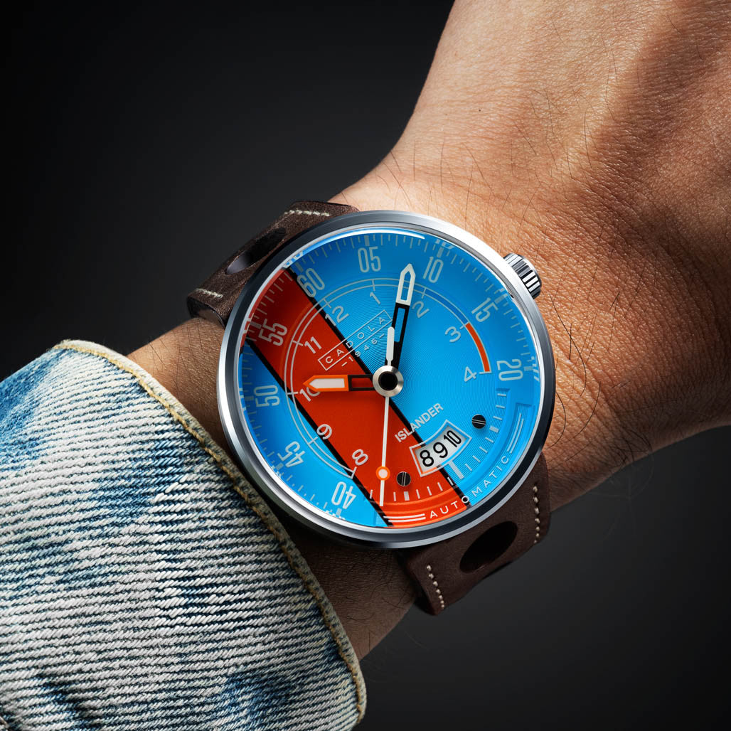 Cadola x Islander RPM Automatic Watch with Blue and Orange Dial