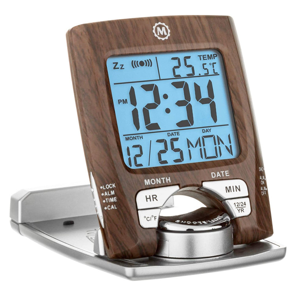 Marathon Travel Alarm Clock with Calendar, Temperature, 12 or 24 Hour ...