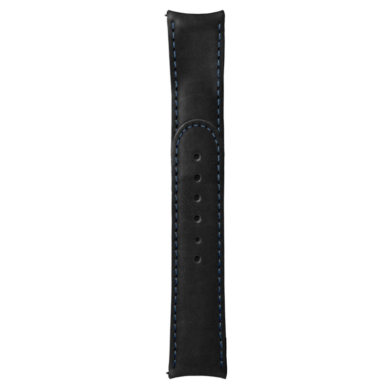 Formex 22mm ESSENCE 43 Black Leather Strap with Blue Stitch #CLS-0330-714