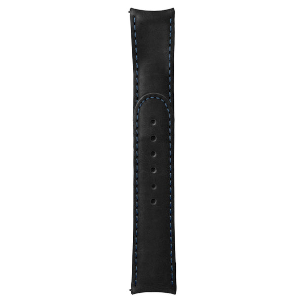 Formex 22mm ESSENCE 43 Black Leather Strap with Blue Stitch #CLS-0330-714