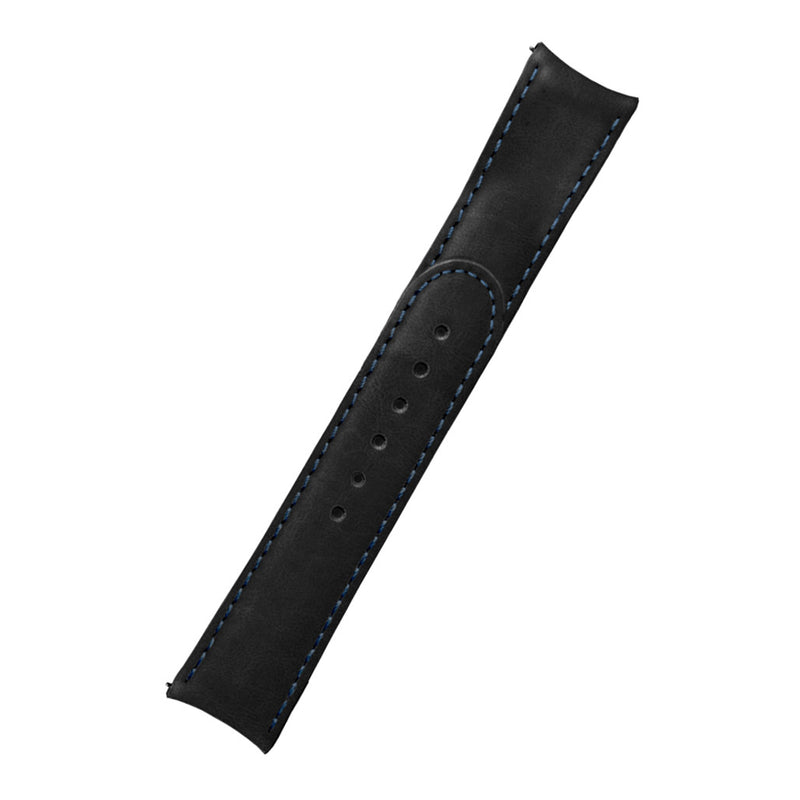 Formex 22mm ESSENCE 43 Black Leather Strap with Blue Stitch #CLS-0330-714