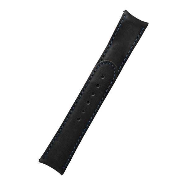 Formex 22mm ESSENCE 43 Black Leather Strap with Blue Stitch #CLS-0330-714