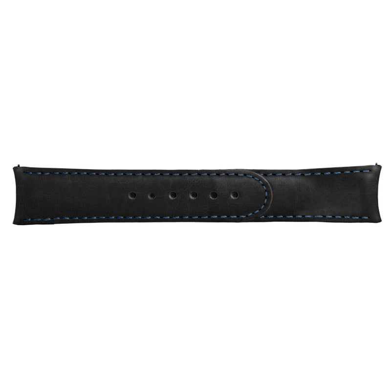 Formex 22mm ESSENCE 43 Black Leather Strap with Blue Stitch #CLS-0330-714