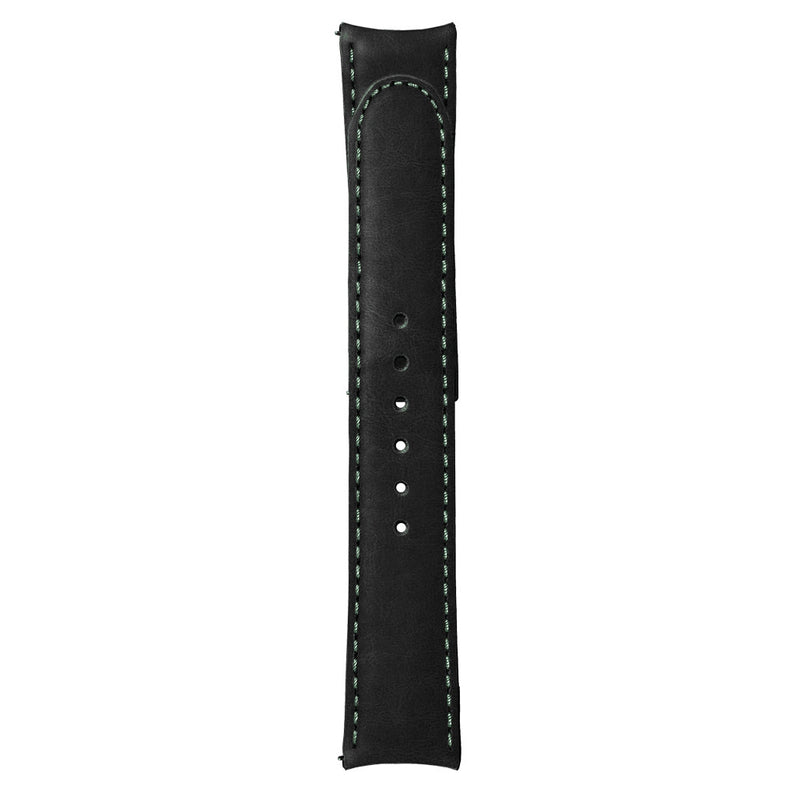 Formex 22mm ESSENCE 43 Black Leather Strap with Green Stitch #CLS-0330-720