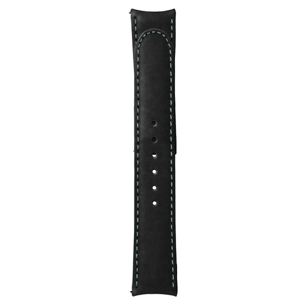 Formex 22mm ESSENCE 43 Black Leather Strap with Green Stitch #CLS-0330-720