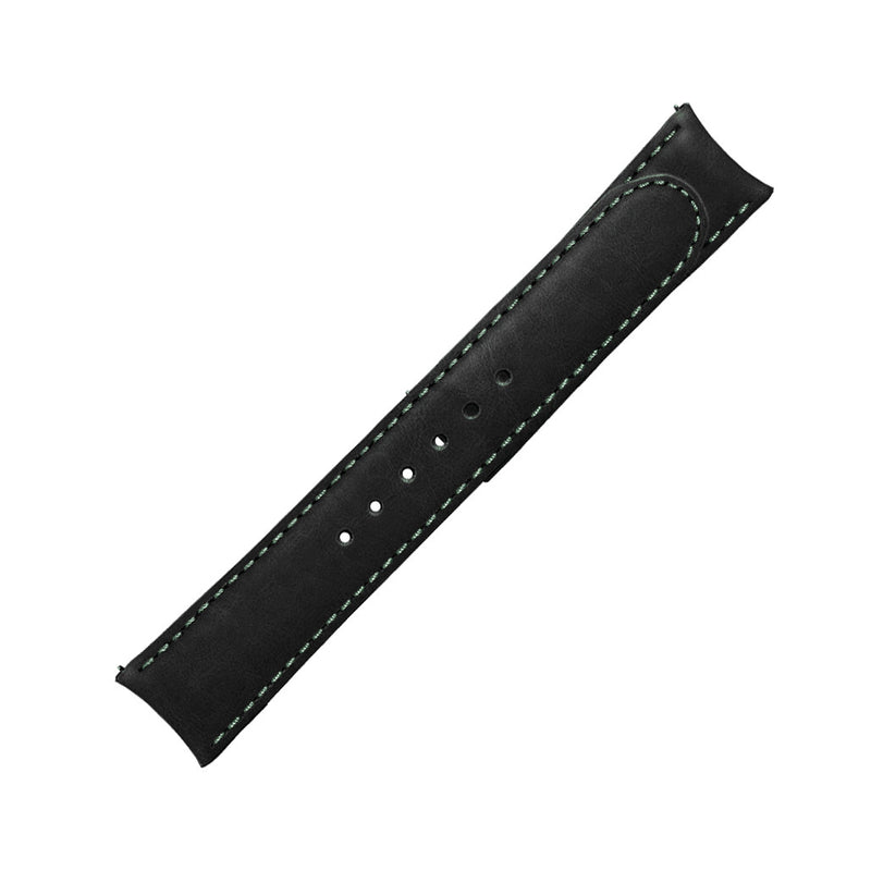 Formex 22mm ESSENCE 43 Black Leather Strap with Green Stitch #CLS-0330-720