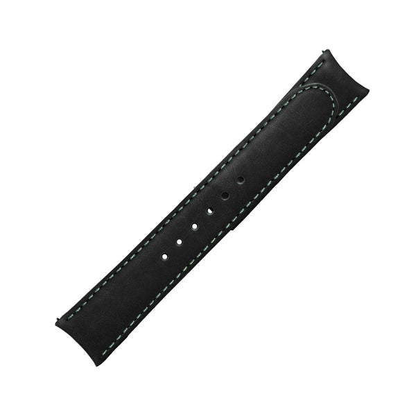 Formex 22mm ESSENCE 43 Black Leather Strap with Green Stitch #CLS-0330-720
