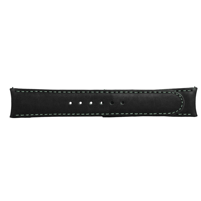 Formex 22mm ESSENCE 43 Black Leather Strap with Green Stitch #CLS-0330-720