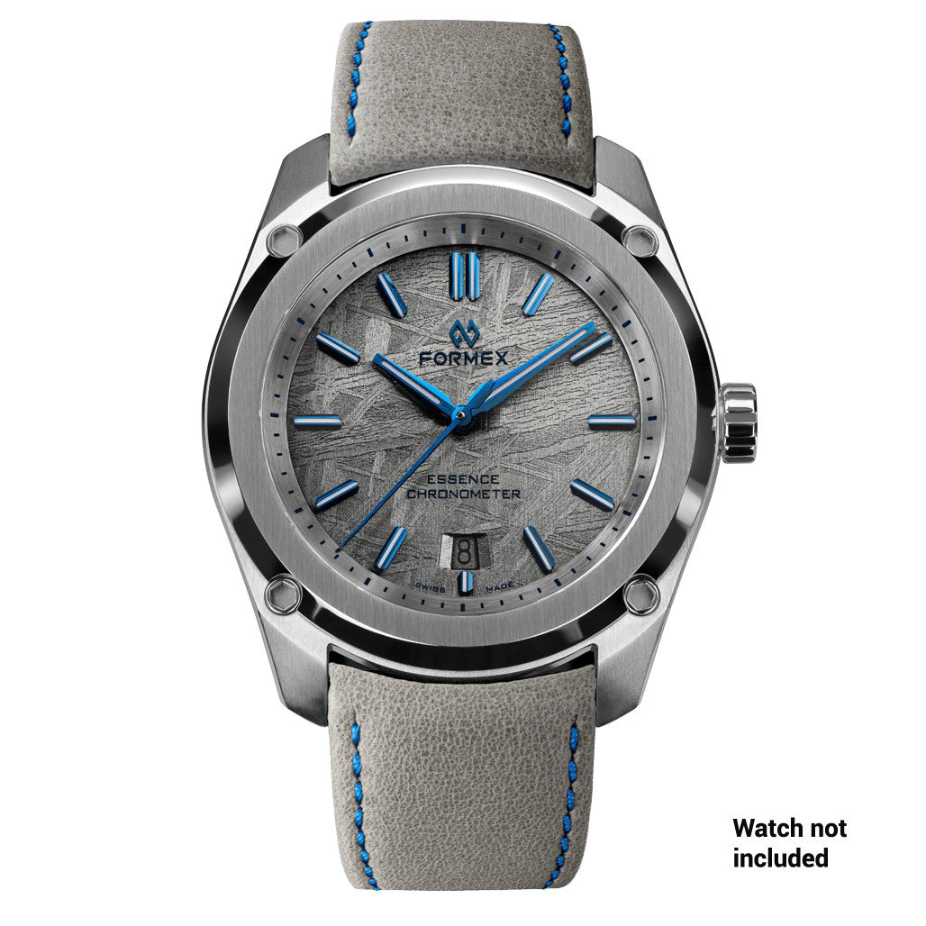 プリズムランド Formex 20mm Essence 39 Grey Leather Strap with Blue Stitching #CLS