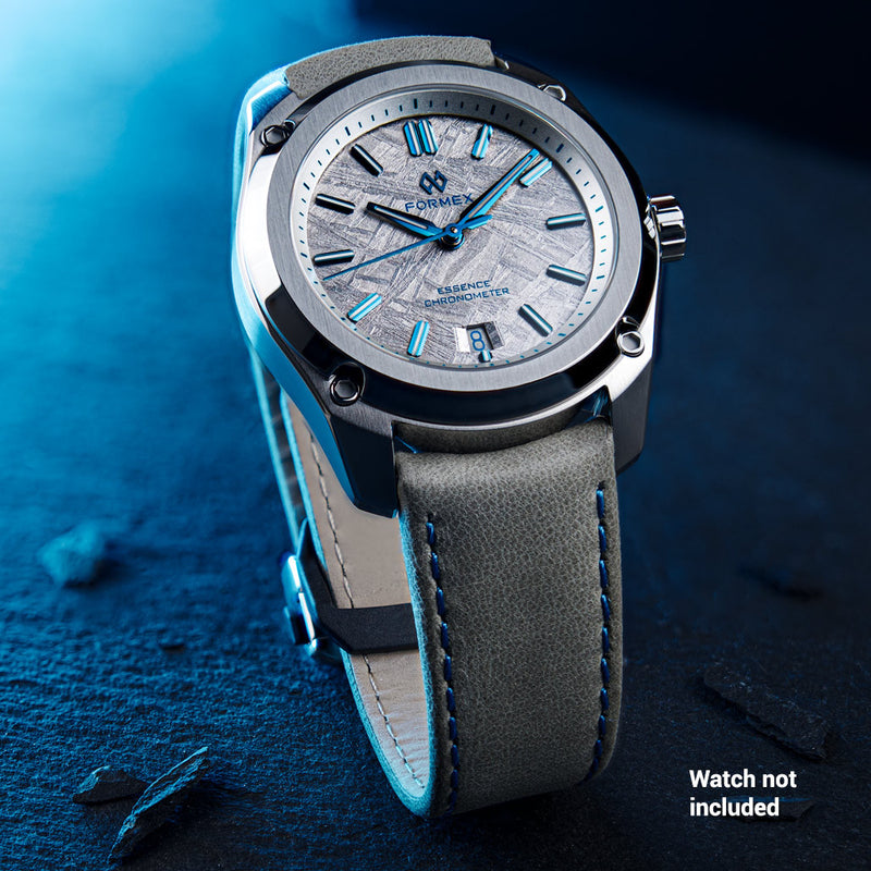 Formex 20mm Essence 39 Grey Leather Strap with Blue Stitching #CLS.0333.704