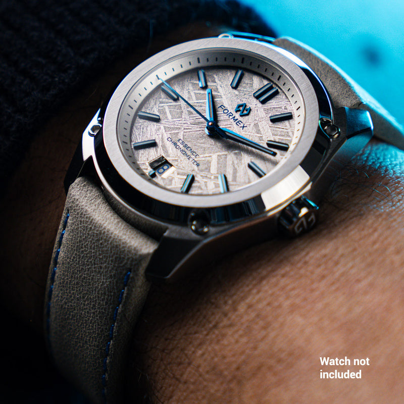 Formex 20mm Essence 39 Grey Leather Strap with Blue Stitching #CLS.0333.704