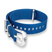 Squale OEM 22mm Blue Nylon Watch Strap #CNABLACC22 side