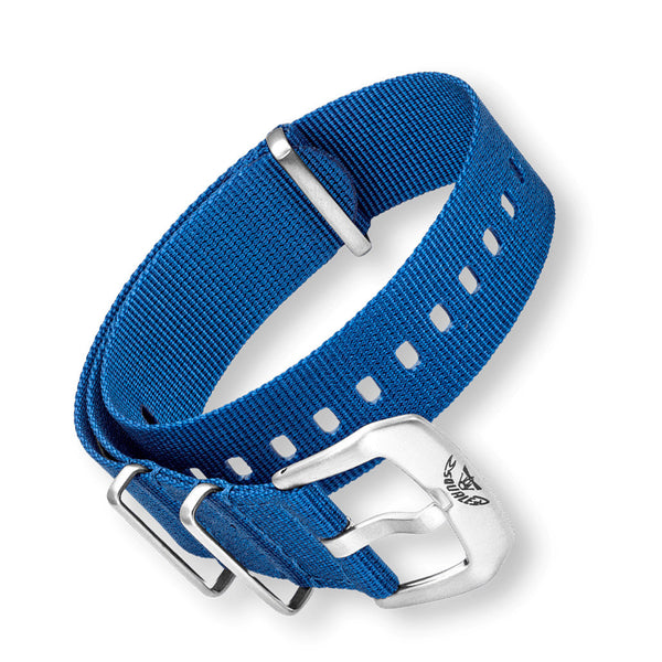 Squale OEM 22mm Blue Nylon Watch Strap #CNABLACC22 tilt
