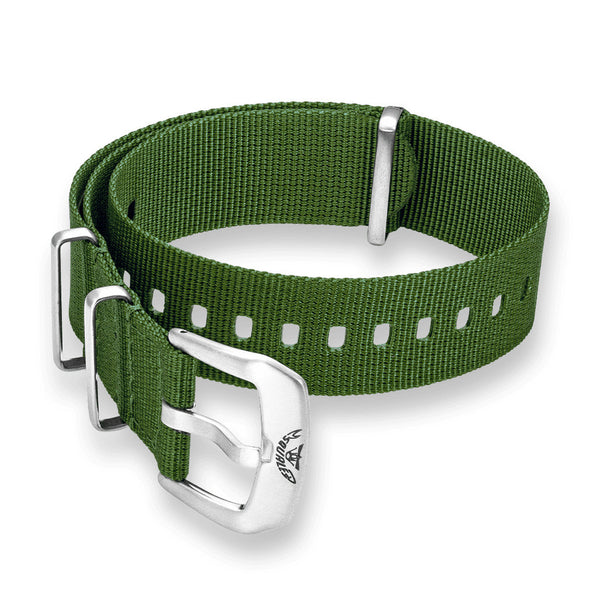 Squale OEM 22mm Green Nylon Watch Strap #CNAGRACC22 side