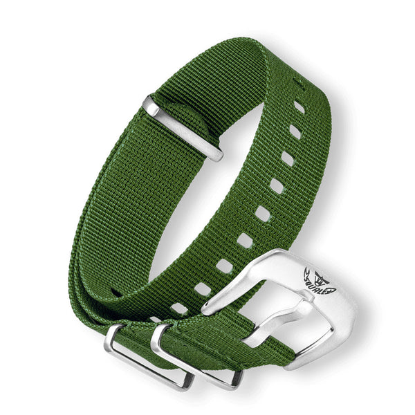 Squale OEM 22mm Green Nylon Watch Strap #CNAGRACC22 tilt