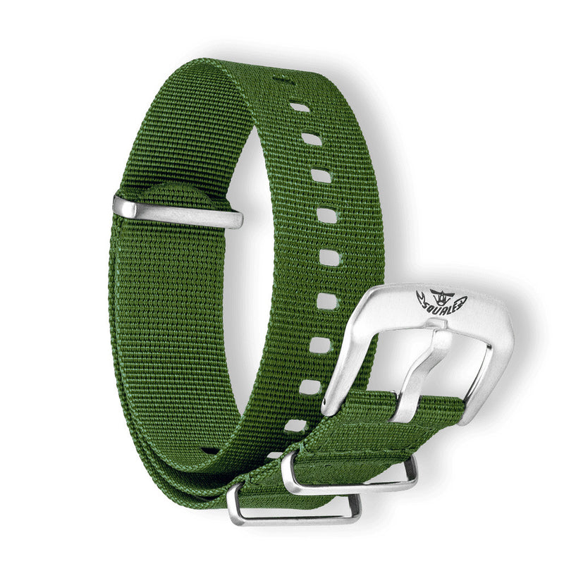 Squale OEM 22mm Green Nylon Watch Strap #CNAGRACC22 up